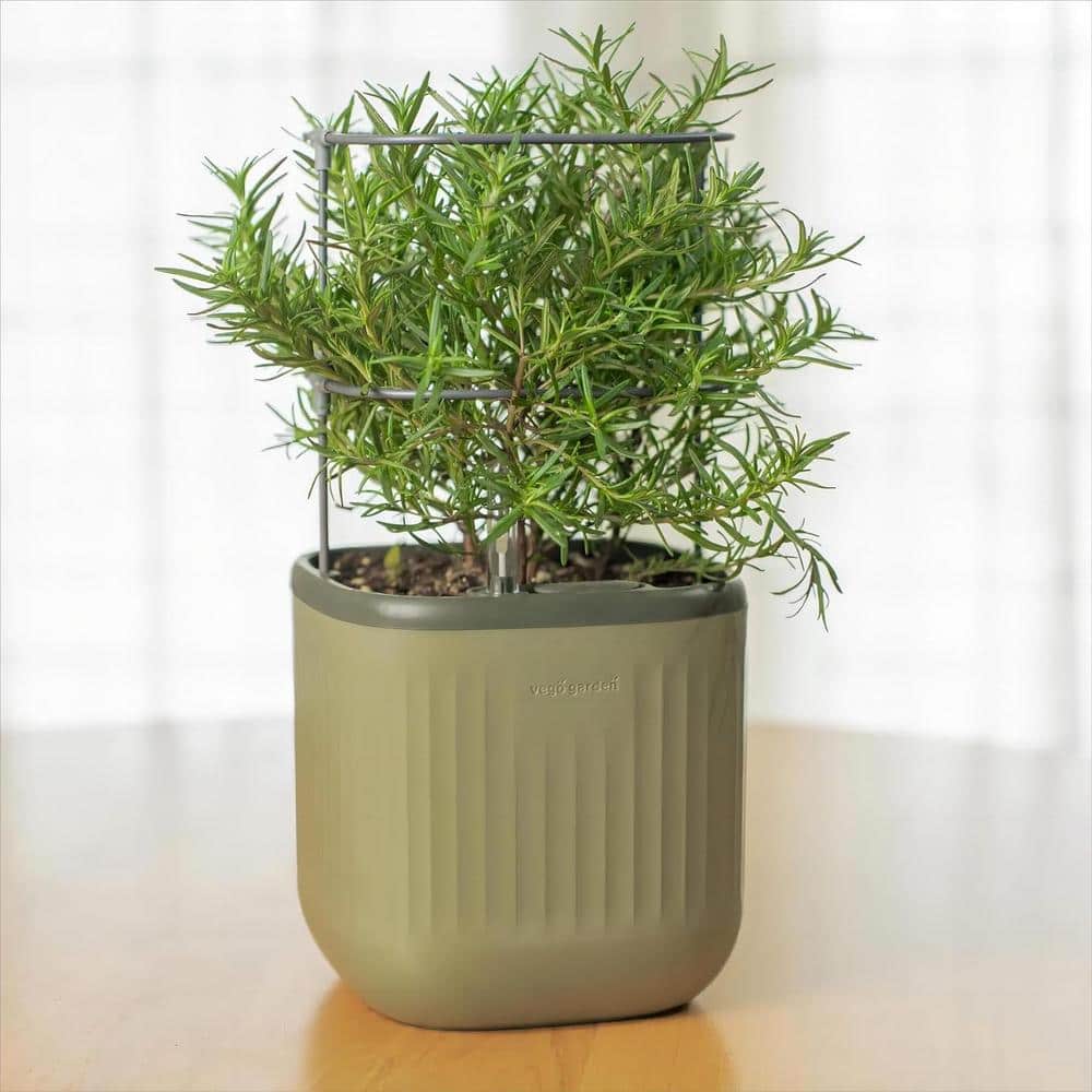 Sage Green Recycled Plastic Self-Watering Planter Pots with Trellis, 2 Pack