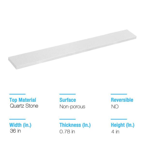 LANDOLT 36 in. W Quartz Vanity Backsplash in White LABQ100WH - The