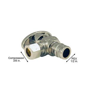 1/2 in. Chrome-Plated Brass PEX-A Expansion Barb x 3/8 in. Compression Quarter-Turn Angle Stop Valve
