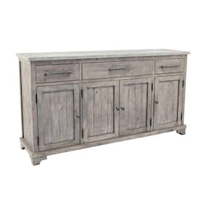 Gray Wood Top 18 in. Sideboard with 4-Door Storage and 3 Drawer