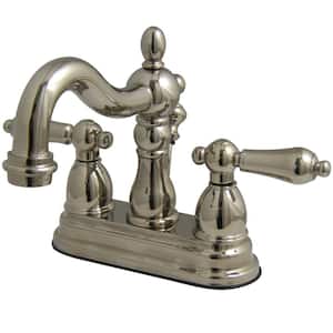 Victorian 4 in. Centerset 2-Handle Bathroom Faucet in Polished Nickel