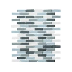 Malibu Breeze Blue 9.75 in. x 11.875 in. Interlocking Glossy Glass Mosaic Tile (8.04 sq. ft./Case)