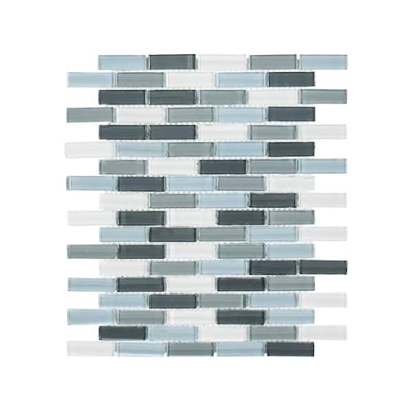 Jeffrey Court Malibu Breeze Blue 9.75 in. x 11.875 in. Interlocking Glossy Glass Mosaic Tile (8.04 sq. ft./Case)