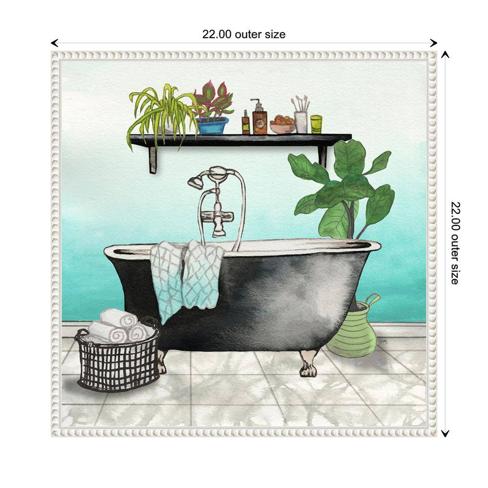 Botanical Bath Black and White Canvas Framed Wall Art