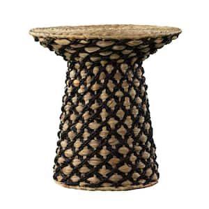 Bogardy 17.5 in. Natural Small Round Water Hyacinth Accent Table With Woven Design