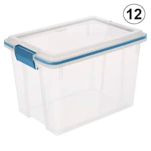 20 Quart Storage Container Box Tote with Latches (12 Pack)