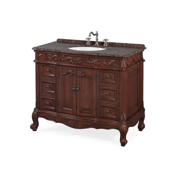 Benton Collection Bayview 24 in. W x 24 in D. x 34 in. H Cream Marble Vanity Top in Brown with Bisque Under Mounted Porcelain Basin Vanity