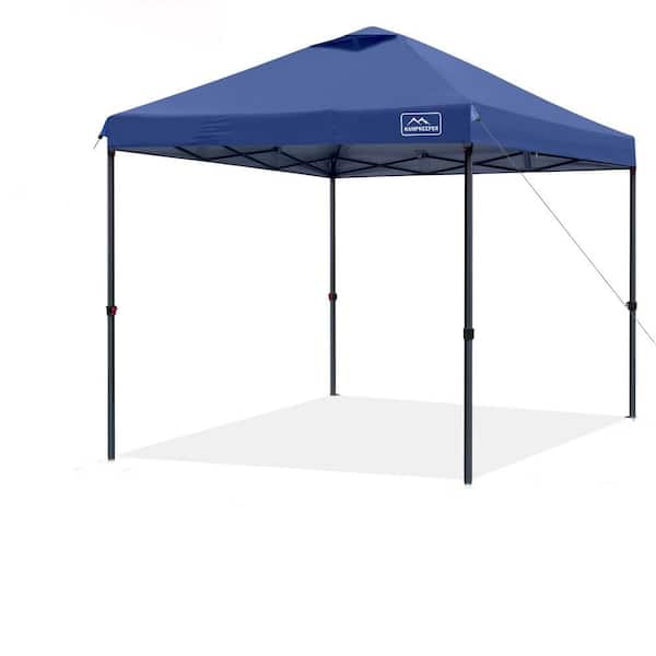 10 ft. x 10 ft. Navy Blue Pop-Up Canopy Tent with 3 Adjustable Heights, Wheeled Carry Bag, Bonus 8 Stakes and 4 Ropes