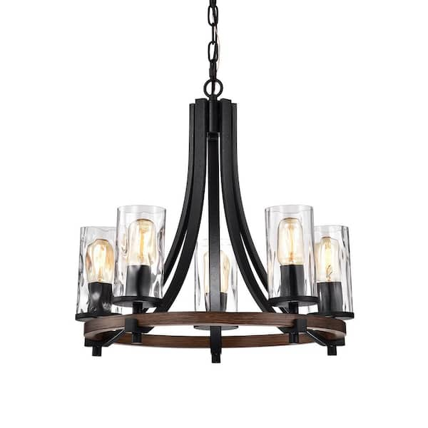 Hagrid 20 in. 5-Light Black Indoor Pendant Chandelier