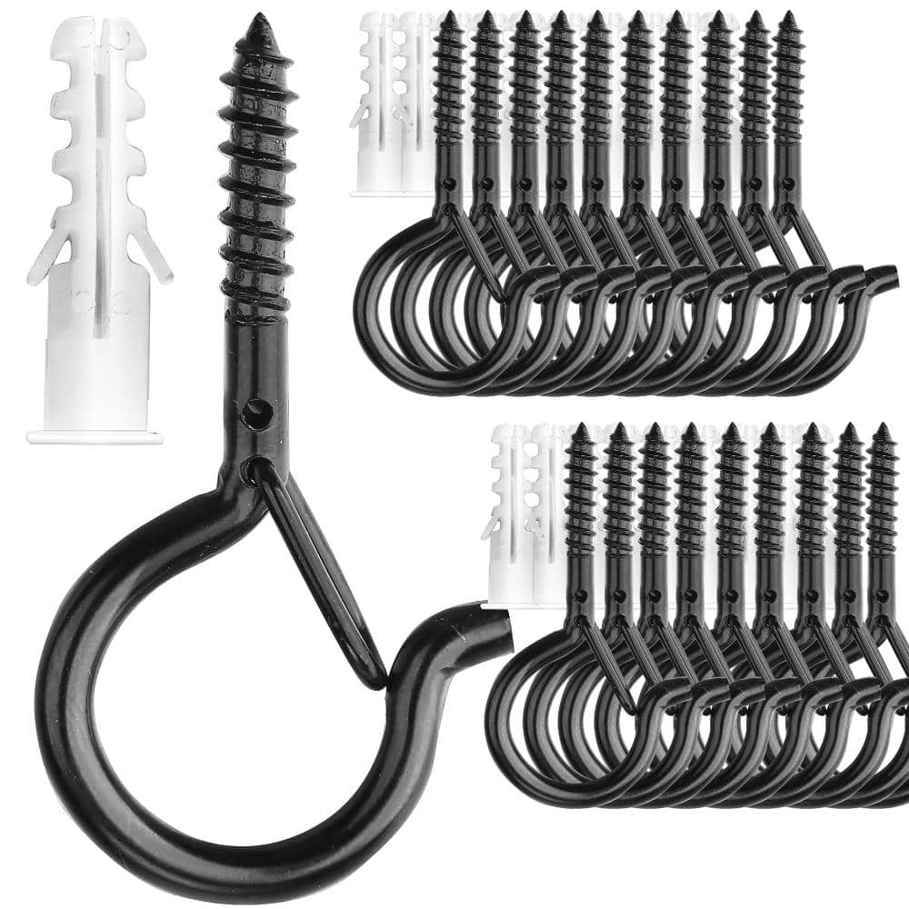 20-Pack 2.2 in Black Eye Hook Screw Q-Hangers with Safety Clips and Drywall Anchors for Outdoor String Lights price history on PriceWatchPro
