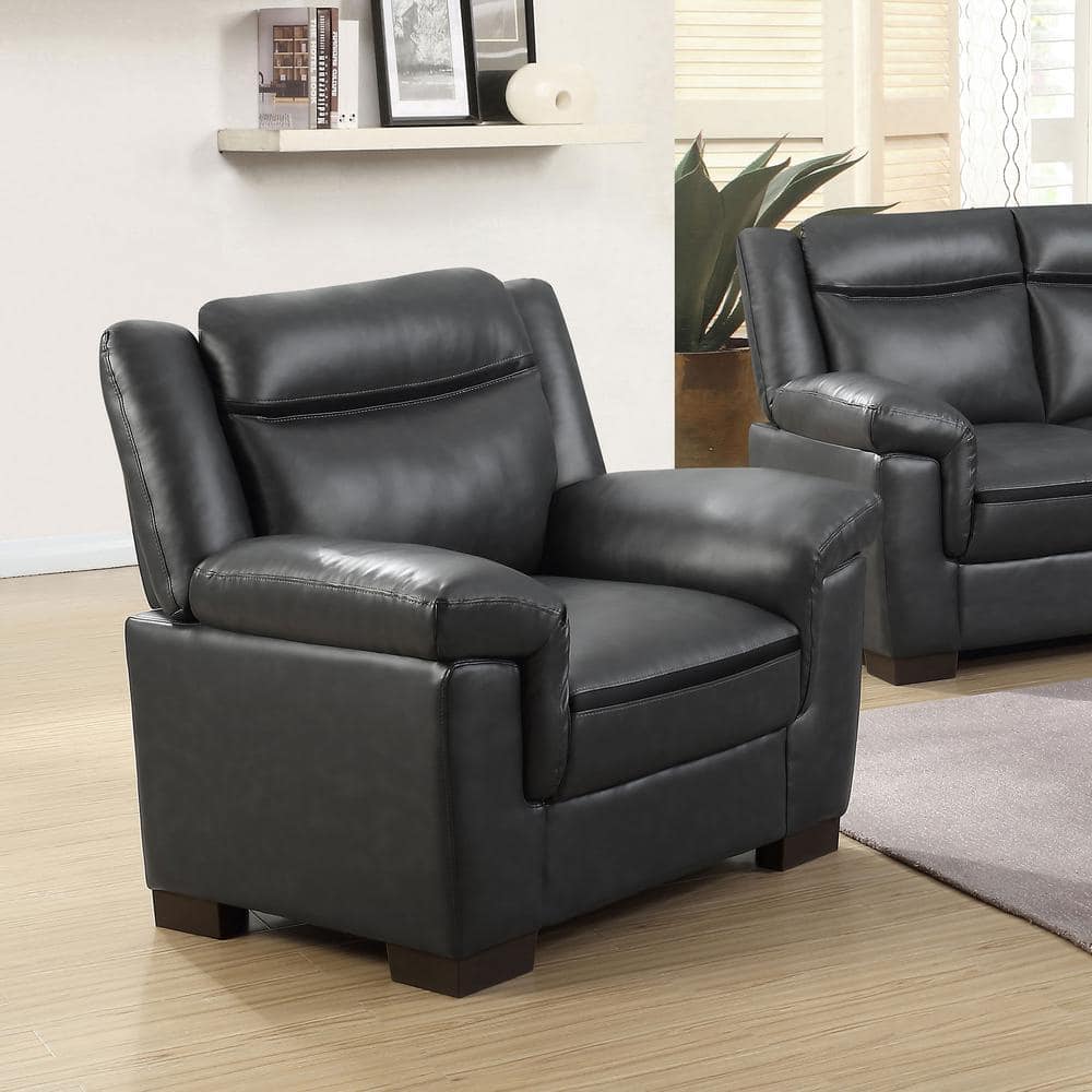 Contemporary Gray Stripe 39'' Faux Leather Armchair
