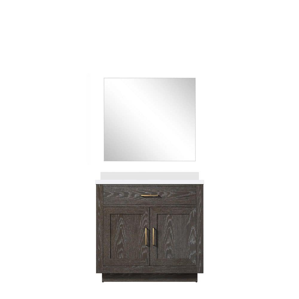 Condor 36 in. W x 22 in. D Brown Oak Single Bath Vanity with Cultured Marble Top and 34 in. Mirror price history on PriceWatchPro