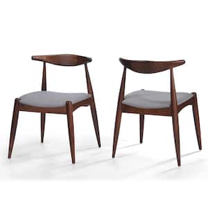 Francie Dark Beige and Natural Walnut Upholstered Dining Chairs (Set of 2)
