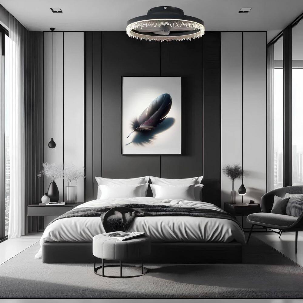 16 in. Indoor Black Housing Low Profile Reversible Ceiling Fan with Dimmable Integrated LED and Circular Ice-Like Shade price history on PriceWatchPro