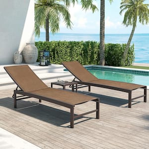 3-Piece Metal Outdoor Chaise Lounge and Table Set