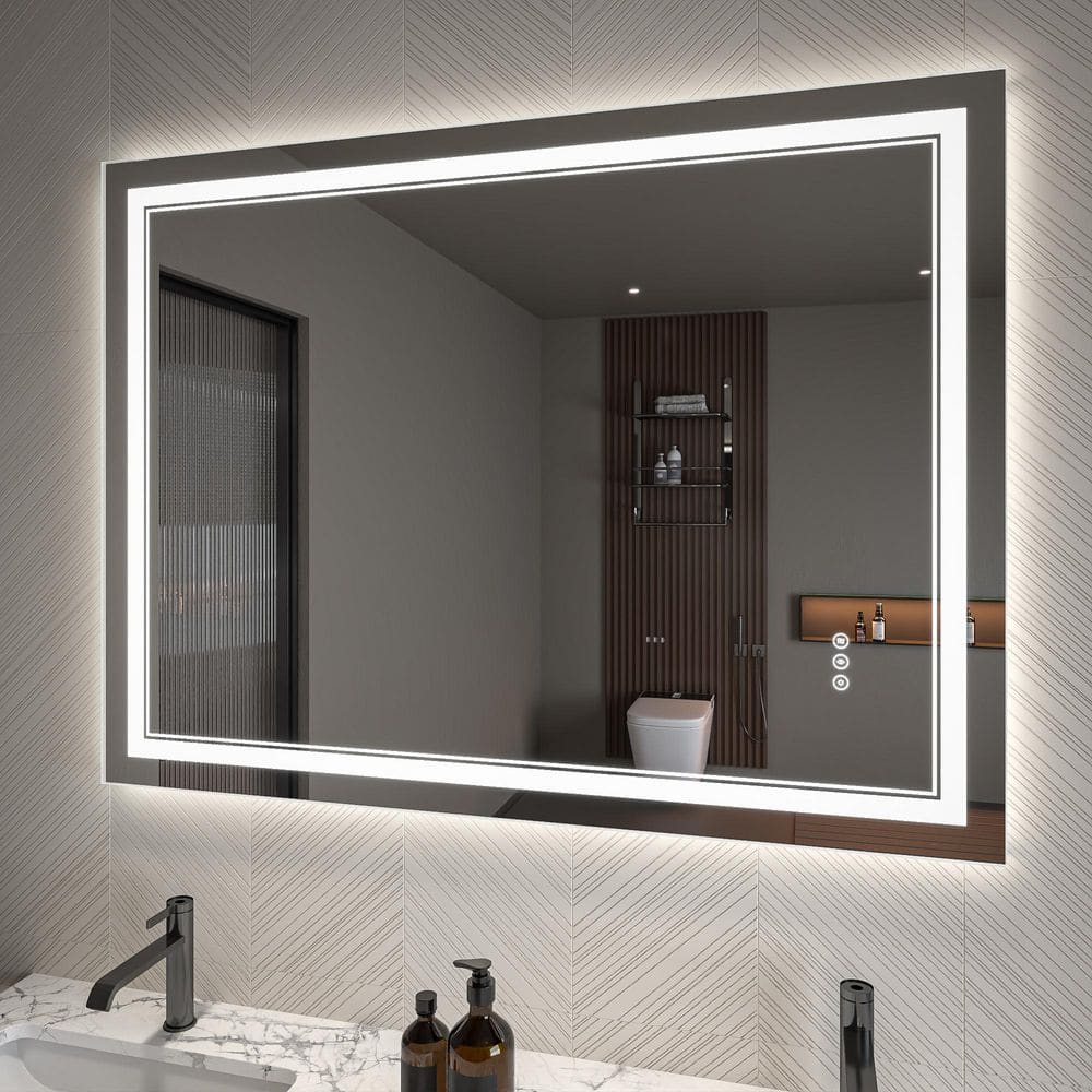 36 in. W x 48 in. H Rectangular Frameless Silver Dimmable Fog Free Wall Mount LED Lighted Bathroom Vanity Mirror price history on PriceWatchPro