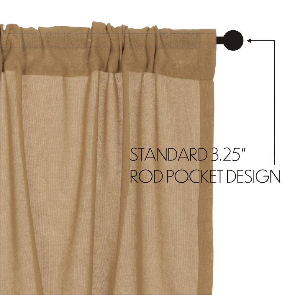 Tan Cotton Sheer Rod Pocket Fringed Prairie Window Panels