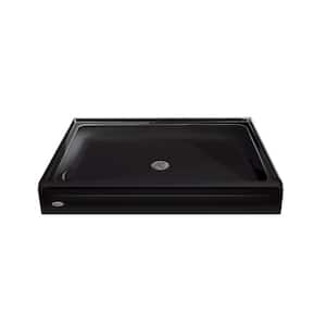 Primo 60 in. L x 42 in. W Alcove Shower Base with Center Drains in Black