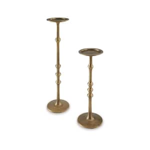 Lara Antique Brass Toned Finish Cast Aluminium Candle Holder (2-Pack)