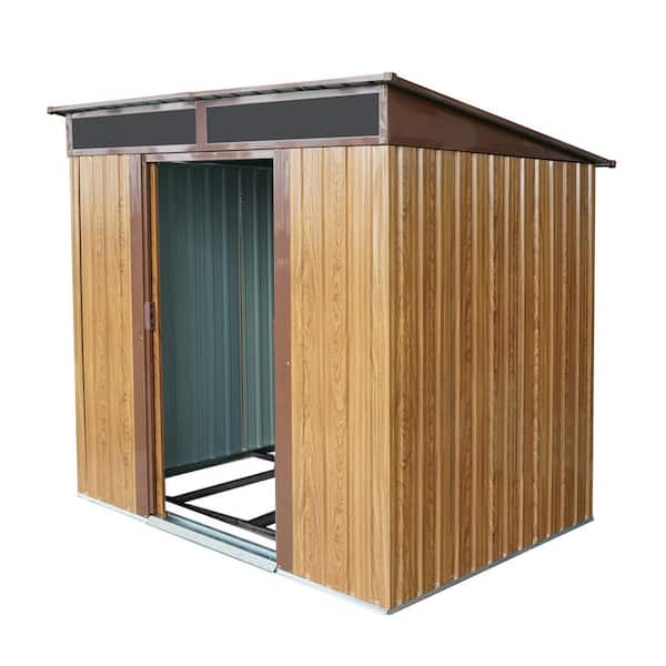 Outdoor Storage Shed 6 ft. W x 5 ft. D Metal Shed with Foundation and Sliding Door Brown (30 sq. ft. )