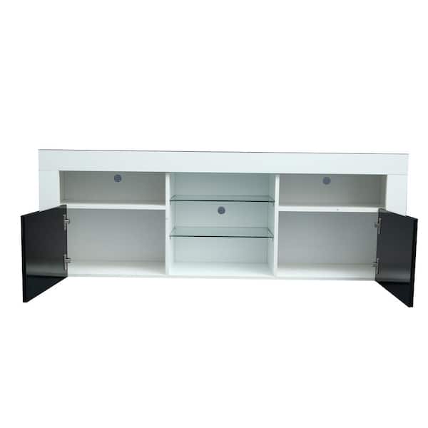 High Gloss White & Grey TV Cabinet Wall Mounted Floating TV Unit 140cm