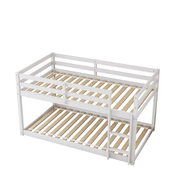 wetiny White Twin-Over-Twin Bunk Bed