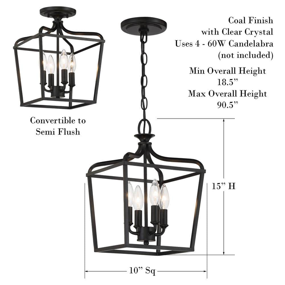 Coal Finish 4-Light Indoor Lantern Pendant