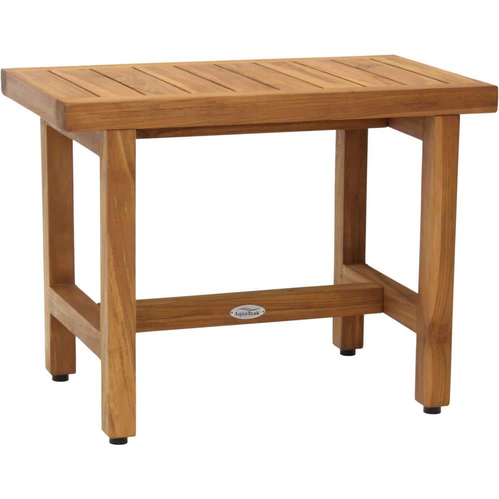 Patented 24 in x 14 in Spa Lotus Freestanding Teak Shower Bench Walk In Sho