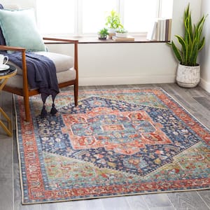 Candy Green 5 ft. 3 in. x 7 ft. 3 in. Medallion Machine-Washable Area Rug