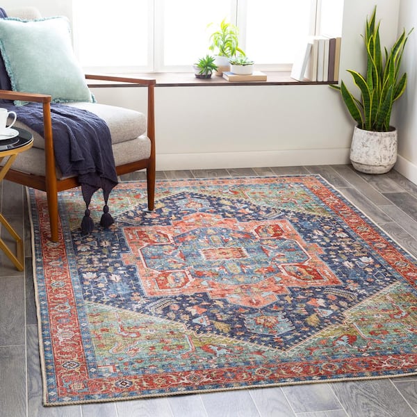 Candy Green 7 ft. 10 in. x 10 ft. 2 in. Medallion Machine-Washable Area Rug