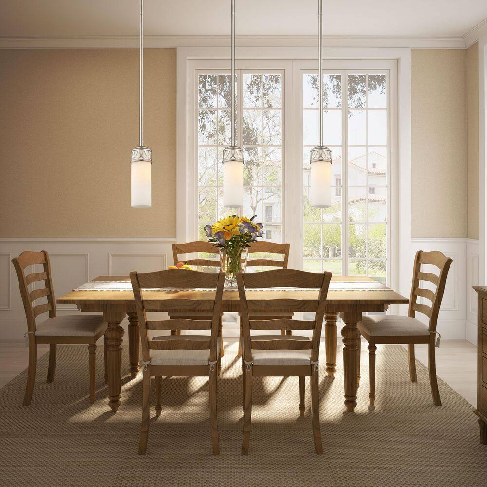 Elegant Brushed Nickel Mini Pendant with Satin White Glass Shade