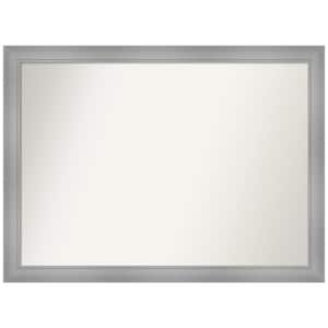 Flair Polished Nickel 42 in. W x 31 in. H Rectangle Non-Beveled Framed Wall Mirror in Silver