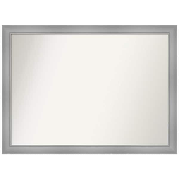 Amanti Art Flair Polished Nickel 42 in. W x 31 in. H Rectangle Non-Beveled Framed Wall Mirror in Silver