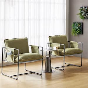 Pablo Green Polyester Accent Chair Set of 2 with Storage Pocket