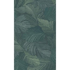 Green Charming Leaves Tropical All Over Printed Non Woven Non-Pasted Textured Wallpaper 57 Sq. Ft.