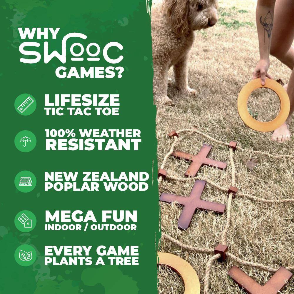 Giant Wooden Outdoor Tic Tac Toe Game with Rope Board