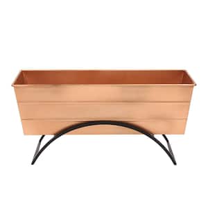 24 in. W Copper Plated Odette Stand With Medium Flower Box Steel Planter