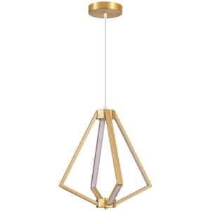 Modern 8 Light Dimmable Integrated LED gold Caged Adjustable Height Chandelier for Dining Room Living Room Bedroom