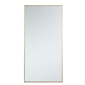 Timeless Home 36 in. W x 72 in. H x Contemporary Metal Framed Rectangle Brass Mirror