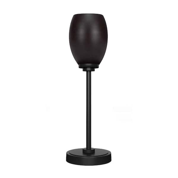 Unbranded Quincy 17.25 in. Matte Black Accent Lamp With Glass Shade