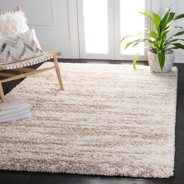 Hudson Shag Ivory/Beige 2 ft. x 3 ft. Marble Area Rug