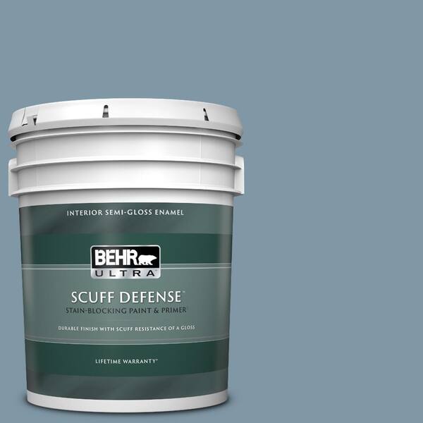 BEHR ULTRA 5 gal. #560F-5 Bleached Denim Extra Durable Semi-Gloss Enamel Interior Paint & Primer