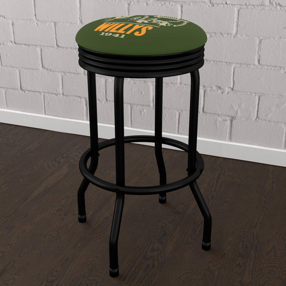 Jeep Willys Green 29 in. Green Backless Metal Bar Stool with Vinyl Seat JEEP3WIL06HD The Home