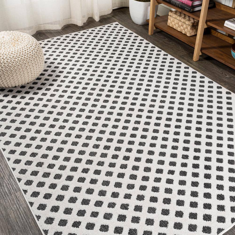 4' x 6' Black Synthetic Reversible Trellis Rug