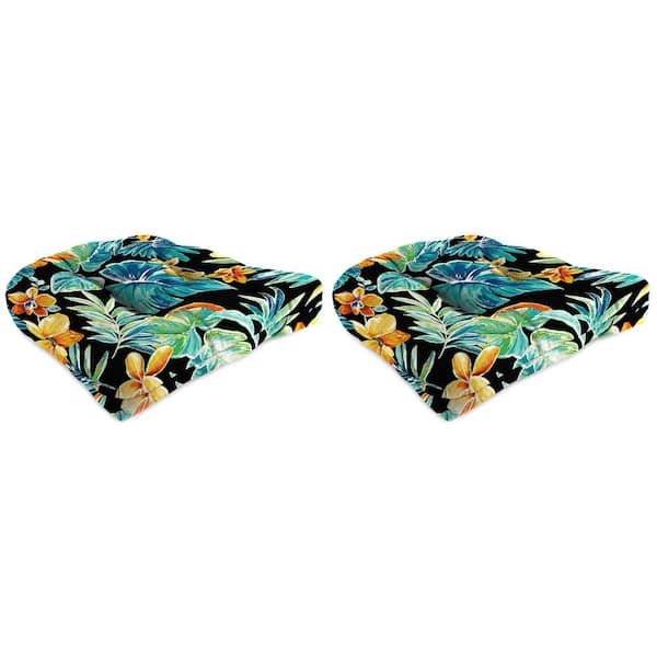 Jordan Manufacturing 19 in. L x 19 in. W x 4 in. T Outdoor Square Wicker Seat Cushion in Beachcrest Caviar (2-Pack)