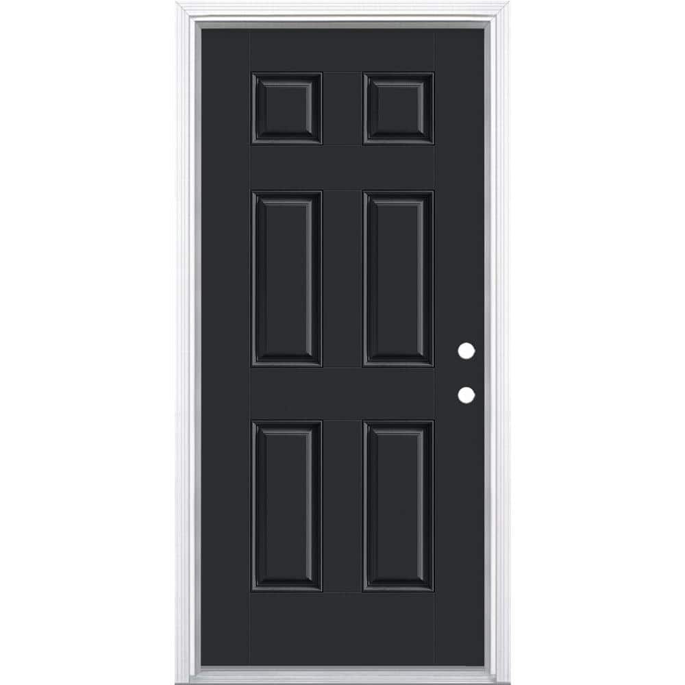 Masonite 36 in. x 80 in. 6-Panel Jet Black Left Hand Inswing