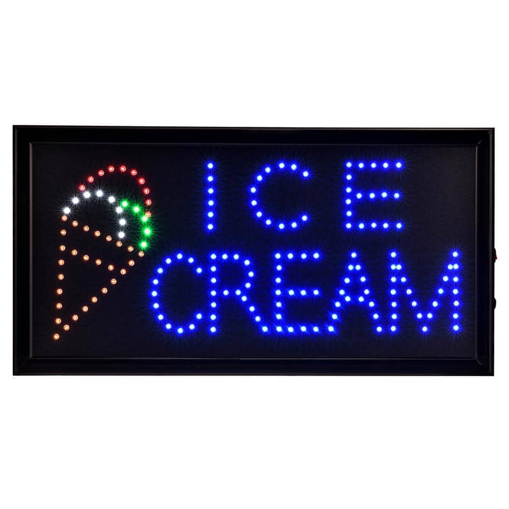 19 in. x 10 in. LED Rectangular Ice Cream Sign with 2 Display Modes