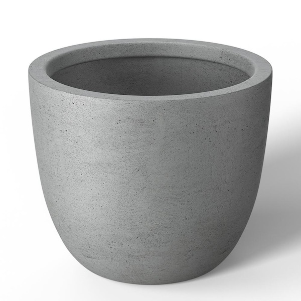 14 in. Large Natural Gray Concrete Round planter / Pot with drainage holes