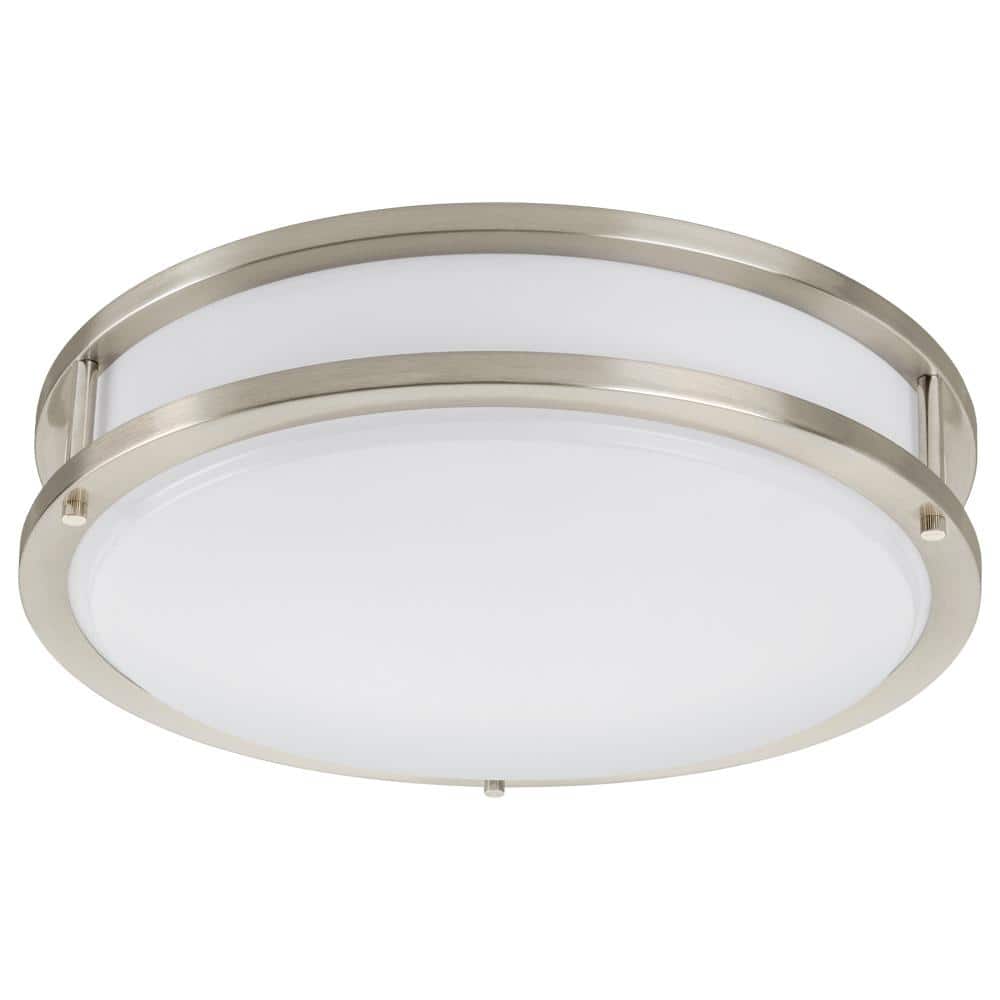 Orbit 15 in. Brushed Nickel Round LED Flush Mount Ceiling Light 1600 Lumens