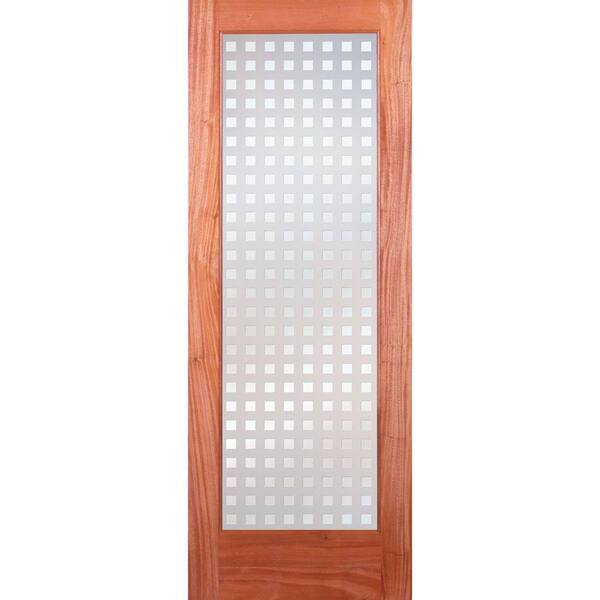 Feather River Doors 24 in. x 80 in. Multicube Woodgrain 1 Lite Unfinished Mahogany Interior Door Slab